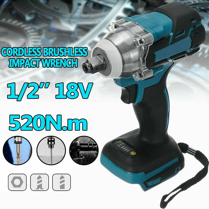 1/2" 520Nm Electric Brushless Impact Wrench Drill Screwdriver For