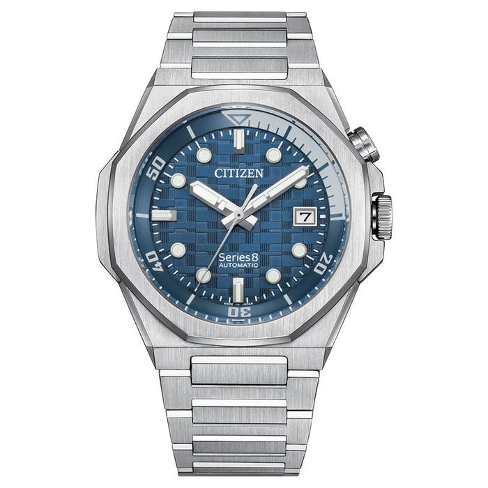 Jam Tangan CITIZEN MECHANICAL NB6060-58L Series 8 Automatic 890 Blue Stainless Steel Bracelet Date D