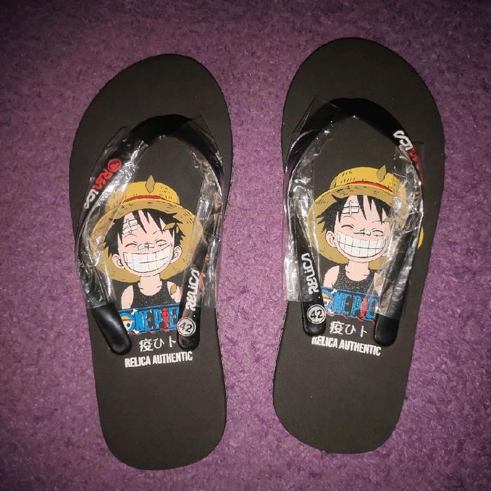 Slippers Relica Autentic - onepice x garasi rebel distro sandal kasual / sendal jepit / sandal distr