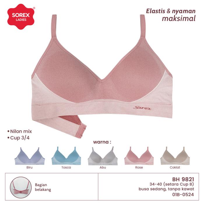 NEW!! Sorex Bra Busa Sedang Tanpa Kawat Kait 2 Setara Cup A-B Cup 3/4 Harian BH 9821