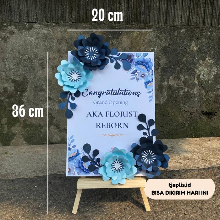 READY Standing Tripod Kayu Plus Papan Bunga Kertas MINI Dekorasi 30 x 20 cm