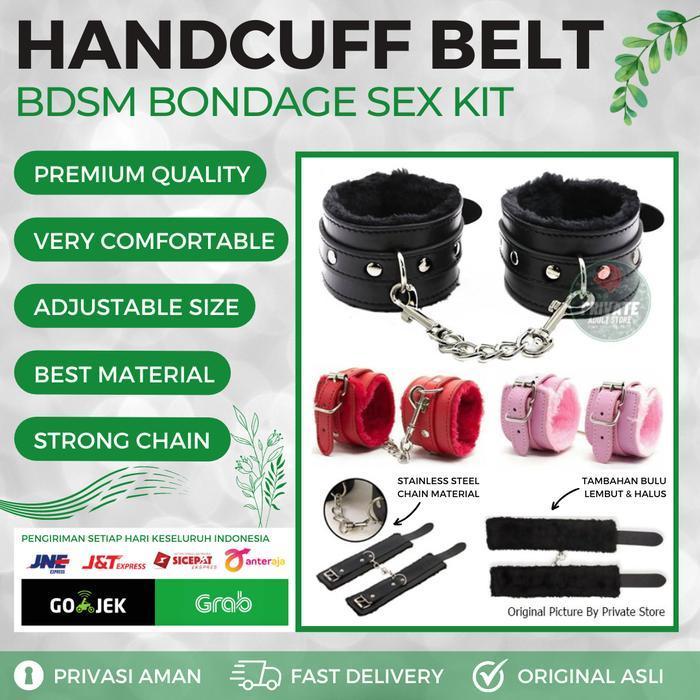 BDSM HAND CUFF BELT LEATHER - BONDAGE KIT BORGOL CINTA PENGIKAT KAKI TANGAN ADJUSTABLE KAIN BULU SOF