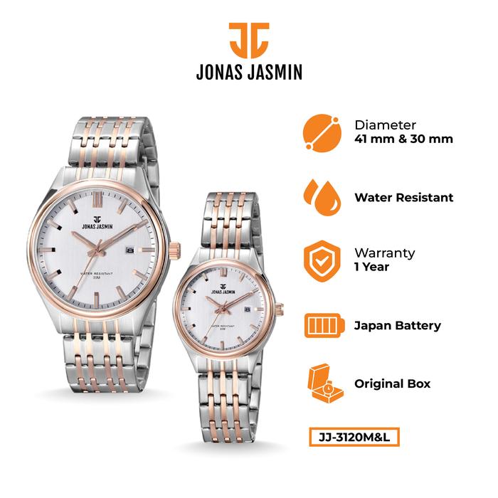Jonas Jasmin - Jam Tangan Couple Analog JJ-3120M/JJ-3120L Watch Include Box Fullset