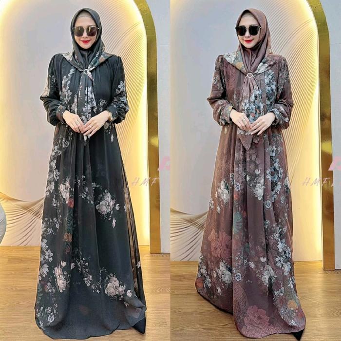 Gamis nadhifa set hijab fashion wanita muslim