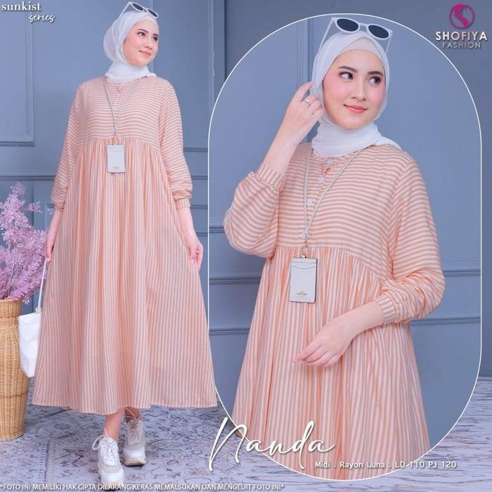 NANDA GAMIS SALUR PREMIUM TERBARU GAMIS SALUR JUMBO L XL XXL DRESS GAMIS GARIS GARIS SALUR CASUAL DR