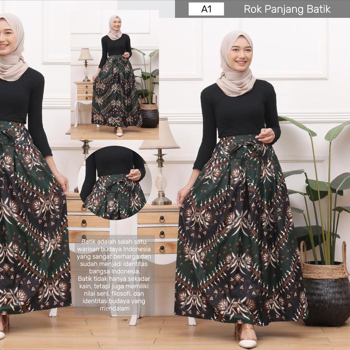 KERIS HIJAU Rok Panjang Wanita Dewasa Motif Batik Cantik Rok Rempel Model Mayung Depan Tali Belakang