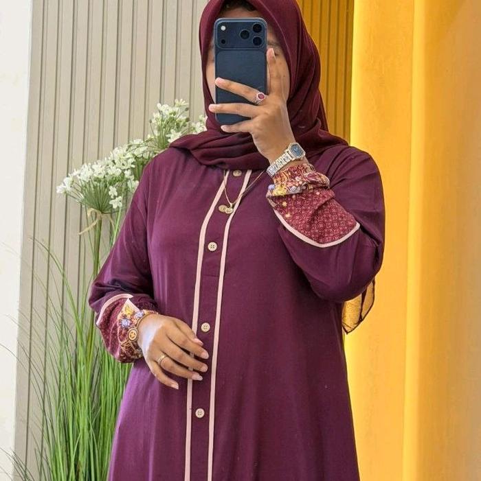 gamis ORY azwa×saulin store  (tanpa hijab) Muslim twil mik Rayon Wanita Dress