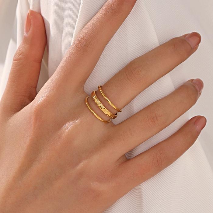 Cincin Titanium 3 Layar Kembang Premium Dapat Disesuaikan S34