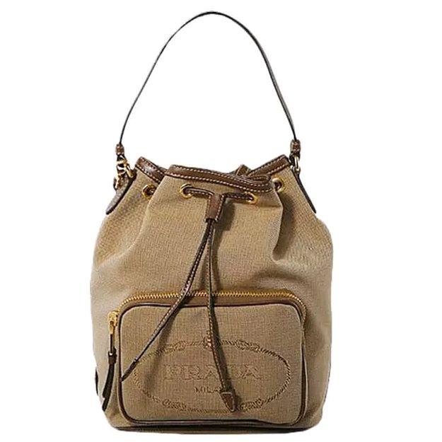 Ready Prada Drawstring Bucket Bag in Brown
