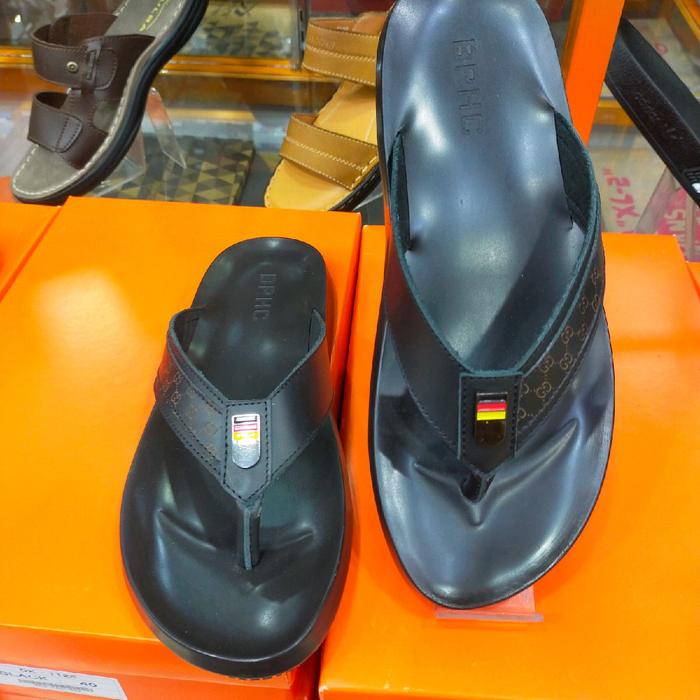 BPHC Sandal Kulit Asli Pria Nyaman untuk Berpergian dan Santai Sendal Kulit Sapi Asli Cocok untuk La