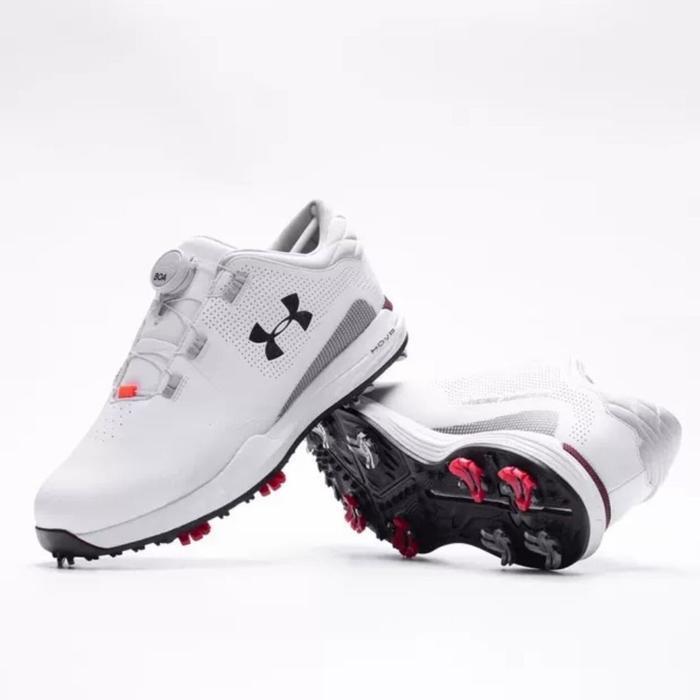 PREMIUM Under Armour Sepatu Golf Pria Tahan Air Non-Slip Bernapas Spin Button
