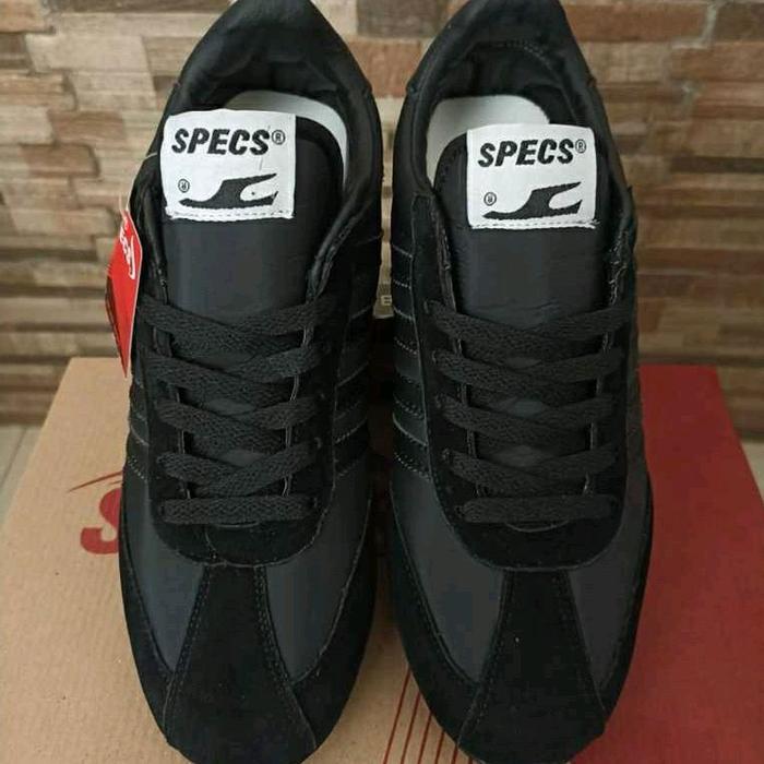 Specs Sepatu Anak Sekolah Hitam Polos Tali Mudah Pakai Logo Khas Casual Shoes Terlaris