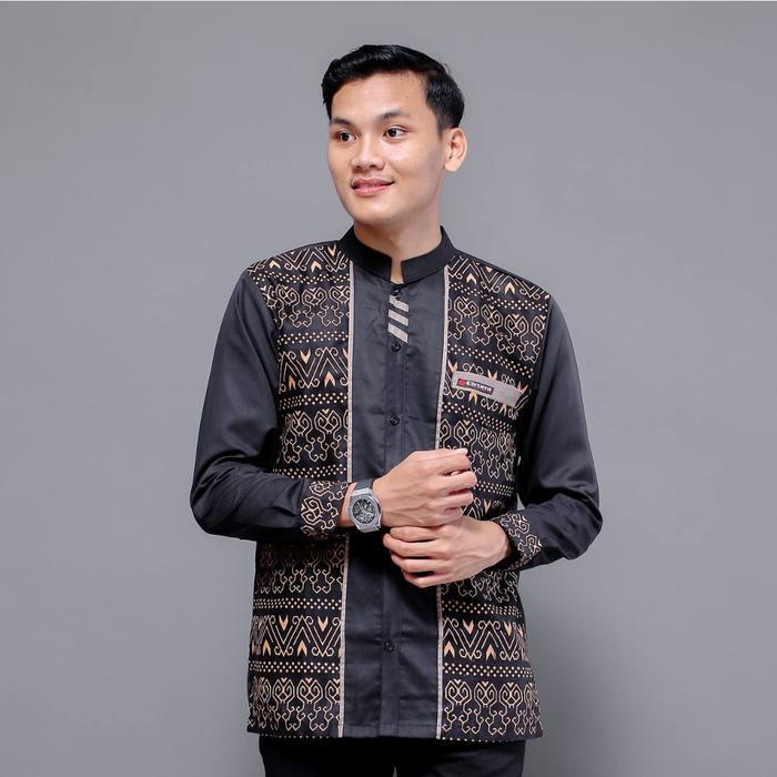 Terbaru \Best/ Baju Koko Pria Lengan Panjang Motif Dayak Kombinasi Batik