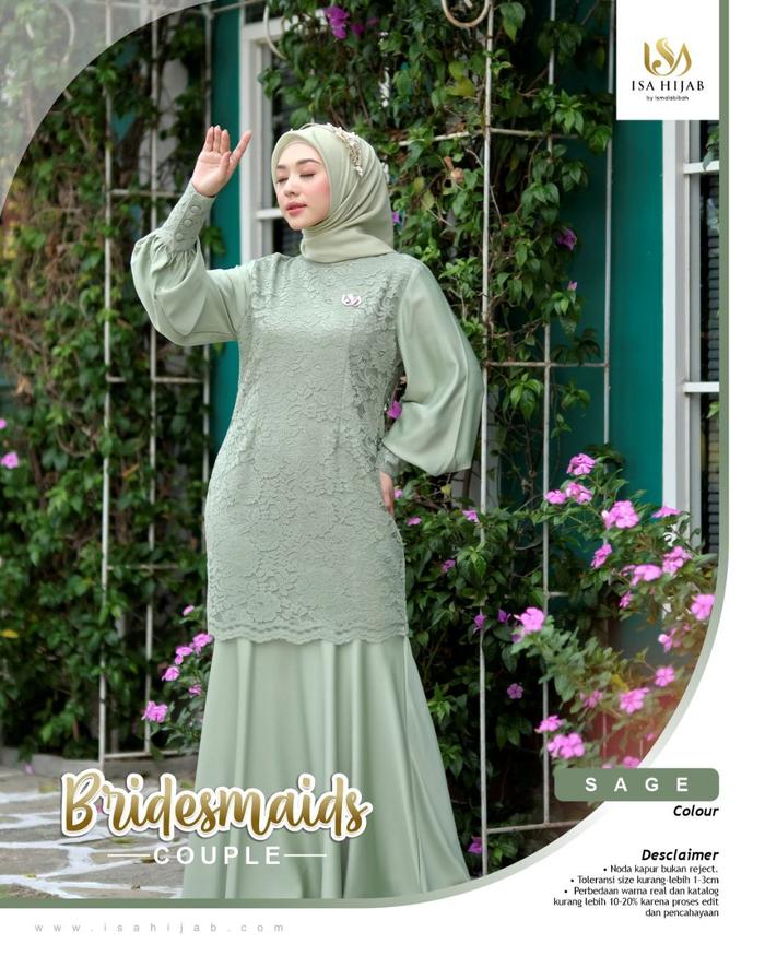 Isa Hijab Bridesmaid Duyung Gamis Brukat Wanita Terbaru
