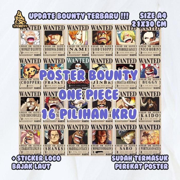 [10PCS] A4 Poster Bounty One Piece ALL KRU 16 PILIHAN TERLARIS