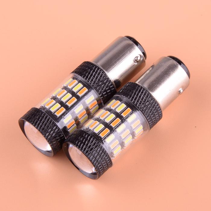 2Pcs 12V-24V Car LED Turn Signal Light Bulb Switchback 1157 60SMD