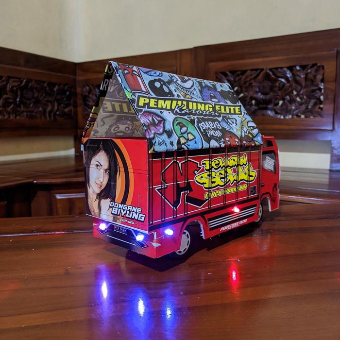 Miniatur truk oleng TRENDING TOPIC full lampu dan terpal Terbaru