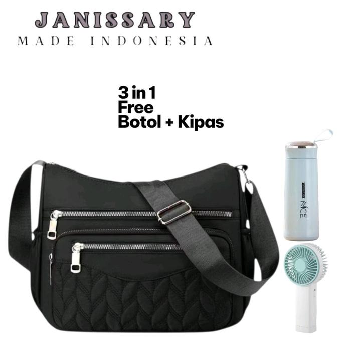 Janissary - Shafira Selempang Wanita Motif Bordir Tersedia Banyak Ruang - Sling Bag Cewek Anti Air B