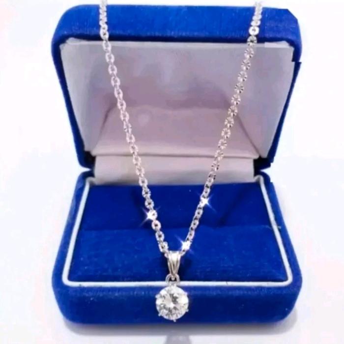 KALUNG SILVER MATA PUTIH TITANIUM ANTI LUNTUR PERHIASAN WANITA PELAPIS LOGAM Dewasa cewek harian kal