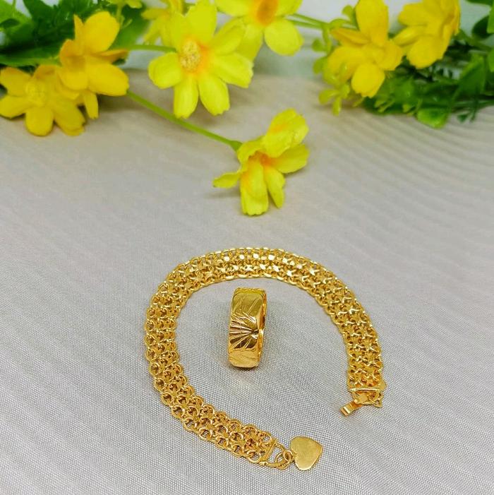 gelang dobel medan koin 91+cincin koin 91
