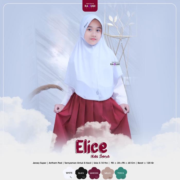 Raqumi hijab Jilbab sekolah anak jilbab anak Elice Serut Kids Ori by raqumi hijab