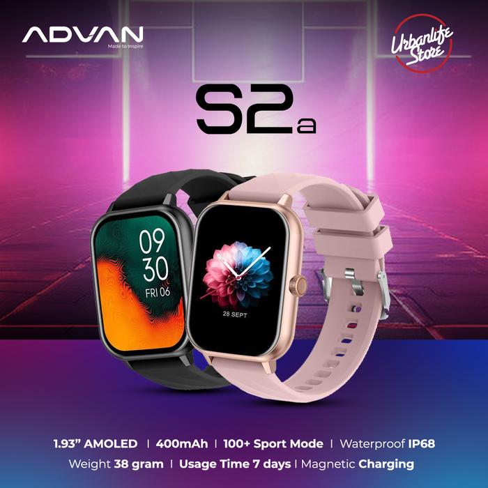 ADVAN Smartwatch S2a 1.93" inch AMOLED Display 400mAh Standby Time Up To 12 Days Multi Sports Mode S