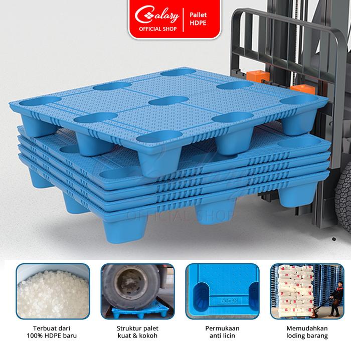 SPEEDS Palet Plastik HDPE 120x100x15cm Plastic Pallet Palet Gudang Kaki 9 Kuat Kokoh