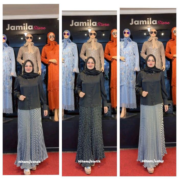 Jamila Store Rok Motif Cewek Hiram Hitam Bintik & Hitam Kctak Model Terbaru Wanita