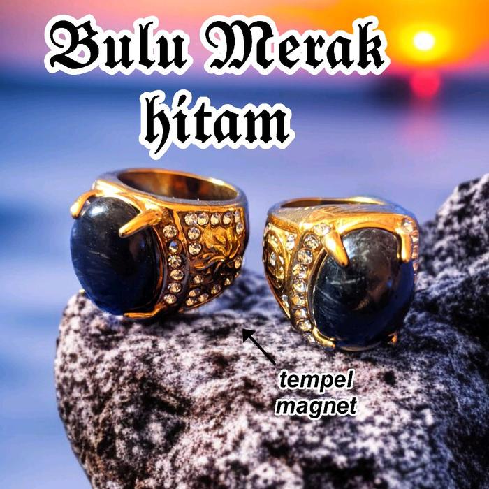Cincin Batu BulMer Hitam tempel Magnet