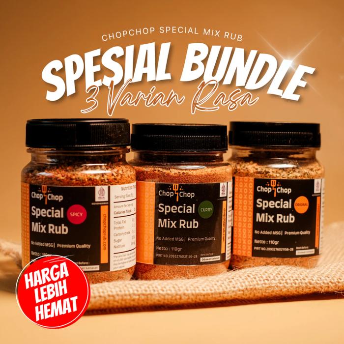 KEBAB SHAWARMA X CHOPCHOP Paket Bundle Chop Chop Rub Kombinasi dengan 3 Varian - Ori, Curry, Spicy B