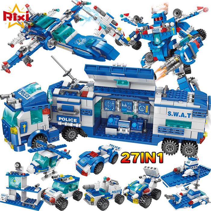 City Police Station Car Building Blocks SWAT Military Police Robot