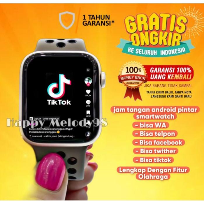 Jam Tangan Pintar Android Hp Bisa WA Layar Sentuh Anti Air/Smartwatch Pria Wanita Elegan Mewah/Smart