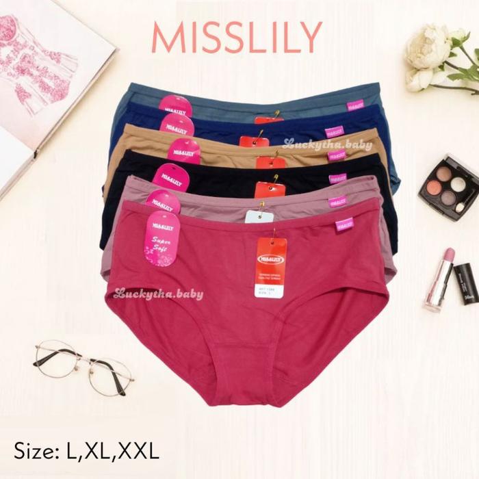 6pcs- CD wanita MISSLILY 1389 midi super soft / CD misslily 1389 / celana dalam perempuan midi super