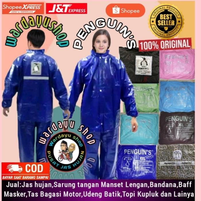 New Jas Hujan Penguin P333 L - XL- XXL -XXXL Karet / Raincoat Penguins Setelan Jaket Baju Celana Jum
