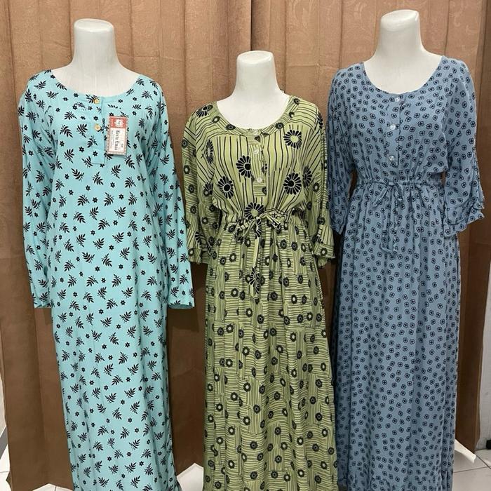 Daster panjang, serut, untuk busui, bumil, remaja, hijab