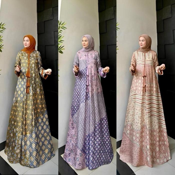 Inayah Gamis Inayah Sutra Bahan Sutra Panjang 142 Cm Ukuran M L XL Tampilan Elegan Nyaman Cocok Untu
