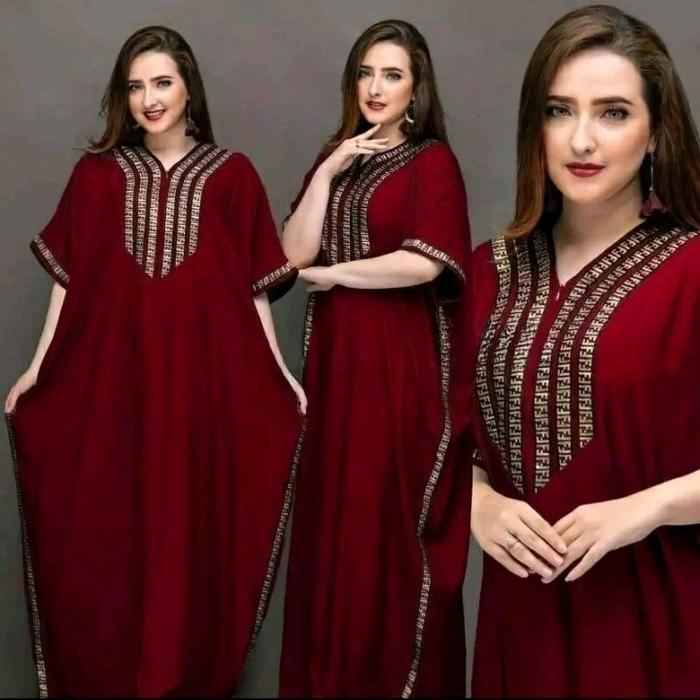 Daster Lowo Rayon Jumbo Busui Friendly Bordir FF Arabian Wanita Dewasa Matt Rayon Polos Tebal Lingka