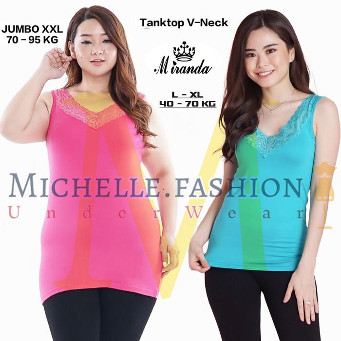 Tanktop V Neck / Tanktop Wanita / kamisol wanita renda vneck / Tank Top V neck Renda Miranda 7369