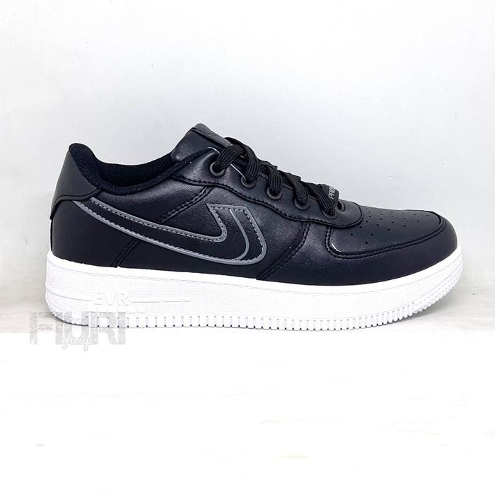 Tergacor FIURI - NEW ERA ORIGINAL - FORCE ONE 37-44 HITAM PUTIH - SEPATU SNEAKERS KANVAS SOL KARET L