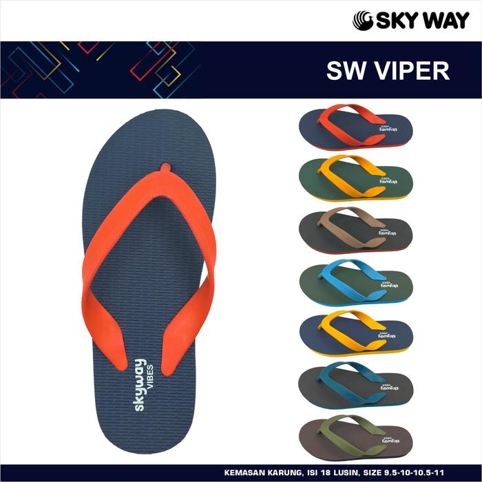 Sandal Japit Spon Karet SkyWay Viper empuk nyaman di pakai, anti putus dan lagi viral Jepit Black Pa