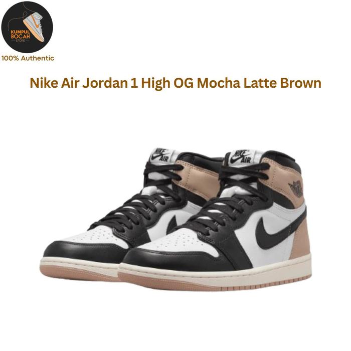 Nike Air Jordan 1 High OG Wanita Mocha Latte Coklat Asli Sepatu Sneakers Pria Wanita