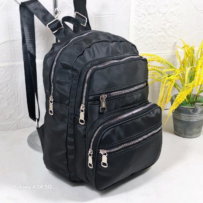 Tas Wanita Fashion Gendong 5 Resleting-Slot Tablet Ransel Sekolah Backpack Hitam Dusty Pink Ungu Cok