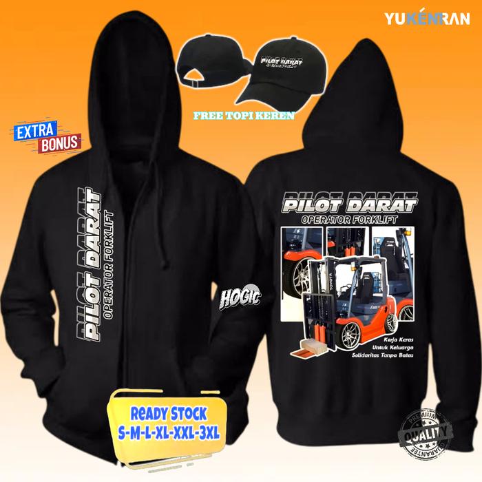 JAKET RESLETING PROFESI PILOT DARAT OPERTOR FORKLIFT KERJA KERAS UNTUK KELUARGA BONUS TOPI Sweater K