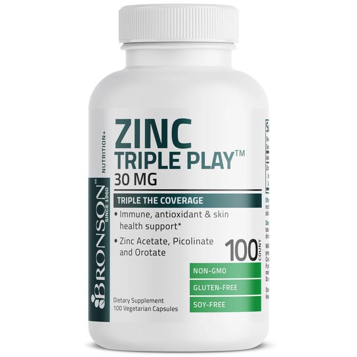 Original Bronson Zinc Triple 30Mg Acetate / Picolinate / Orotate