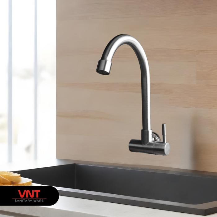 VNT Kran Cuci Piring Leher Angsa Stainless SKA1-002 Keran Air Tembok Sink Dapur