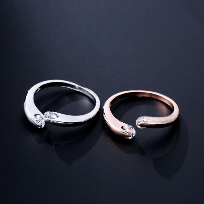 Kinel Hot 585 Rose Gold 0.25ct Rings Double Round Natural Zircon Stone Wedding Ring For Women Fashio