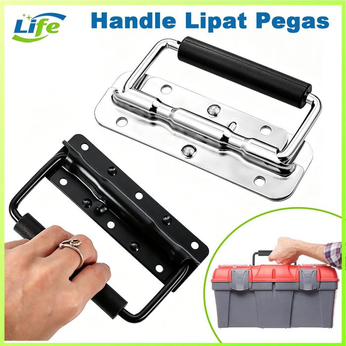 Handle Box Hardcase Besi Anti Karat, Pegangan Tempel Kotak Flightcase Mixer Case dengan Spring, Warn