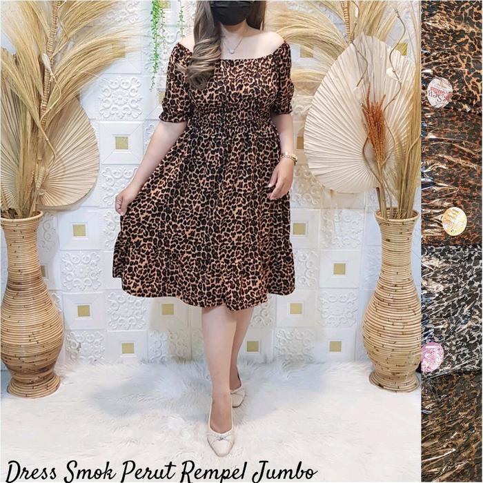 Dress Leopard Viral / Dress Sabrina Smoke voxy / Dress midi kekinian