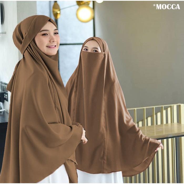 PROMO!! Kerudung French Khimar Instan Syari Hijab Jilbab Jumbo Bahan Jersey Tebal Panjang Depan 85cm