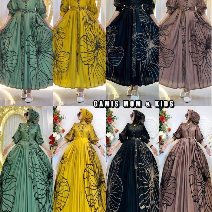 SHR terbaru!!dress bunga kipas mom&kids couple